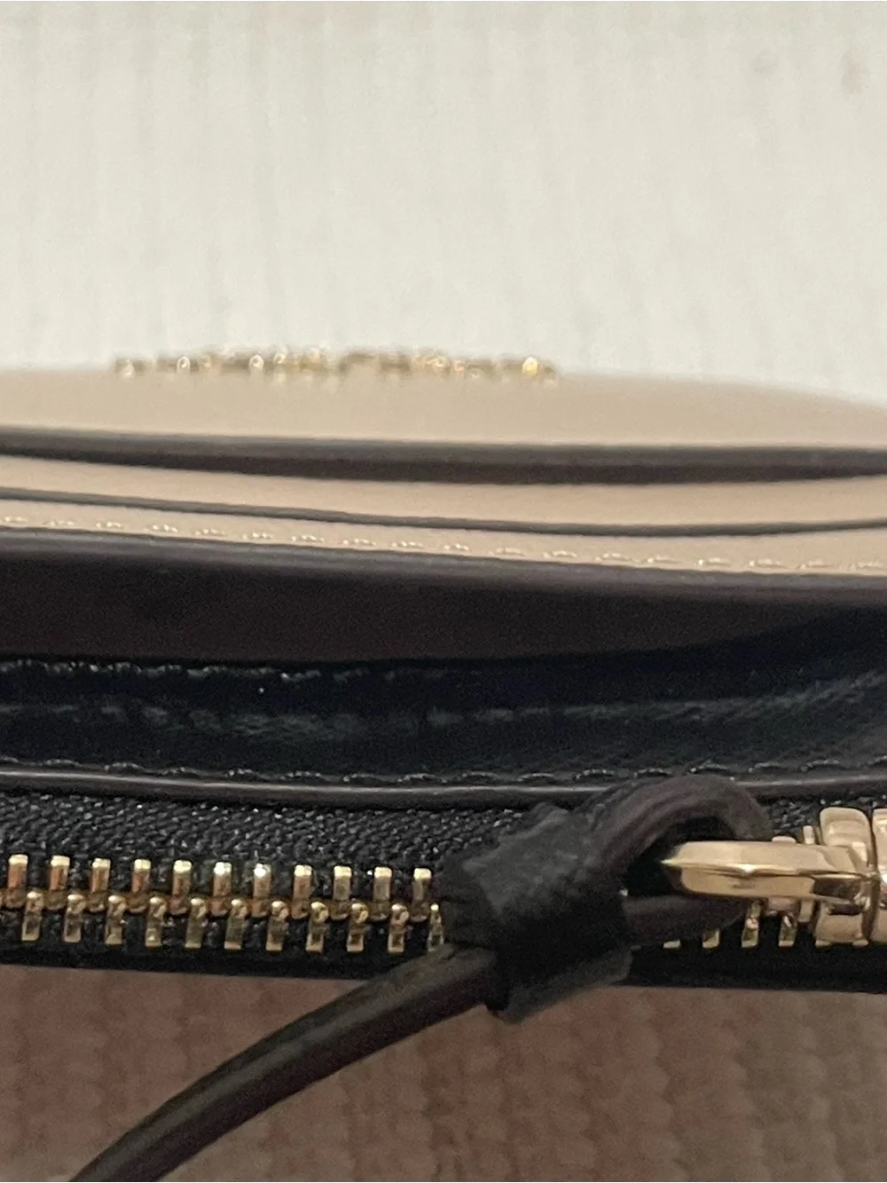 kate spade Two-Tone Tan and Black ID Card Holder with Key Ring
